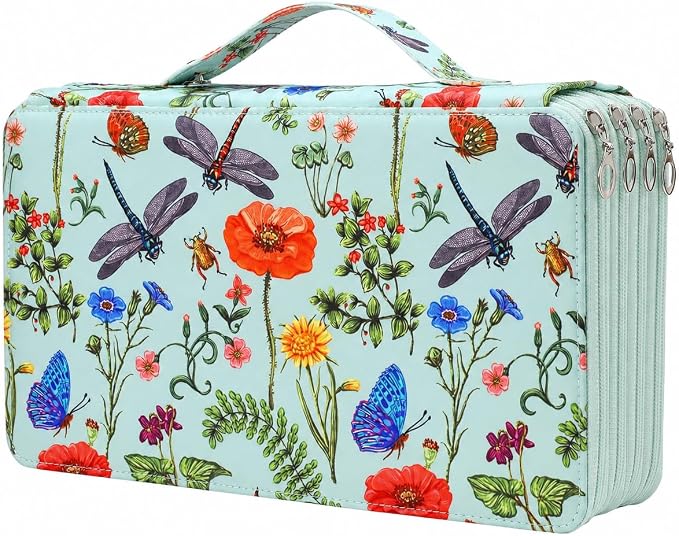 300 Slots Colored Pencil Case Organizer, 4 Layer Bag | Twill Oxford fabric,103 elastic loops,detachable handle,for travel,home storage,drawing tools,creative gifts by Lbxgap
