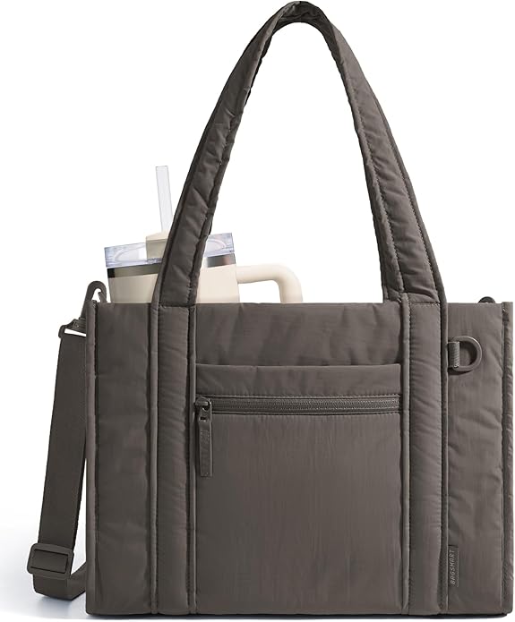 BAGSMART Boxy Tote Bag for Women, Crossbody Work Bag with Zipper | 3 Sizes Small Mini Tote Bag, Inner Tumbler Pocket Crush Bow Should Bag for Travel Work College by BAGSMART
