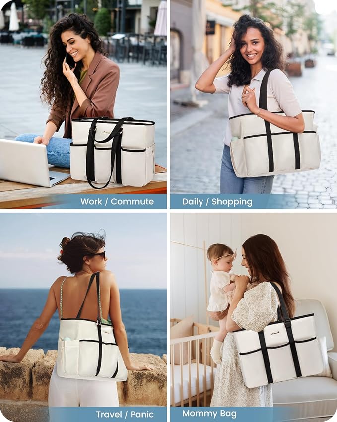 LOVEVOOK Work Tote Bag for Women, 15.6 inch Laptop Bag for Women, Teacher Tote Bag Nurse Bag, Utility Tote For Work/Travel/College/Daily, Professional Computer Purse Large Handbag With Multi Pocket - Image 2