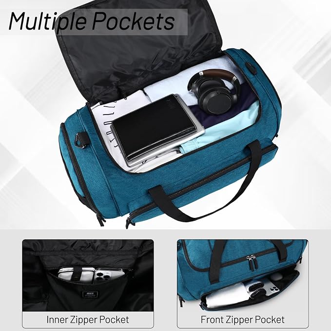 MIER Large Gym Bag for Men 60L Duffel Bag with Shoe Compartment | Lightweight & Durable Sports Duffles; Suited for Workout Fitness Travel Weekender; Water Resistant; Adjustable Shoulder Strap - Image 3