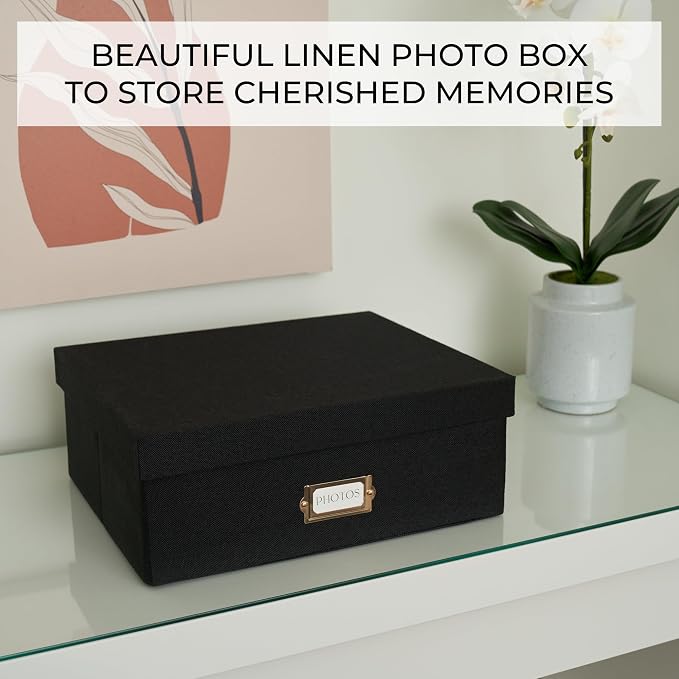 Decorative Photo Storage Box - Sturdy Linen Organizer Holds 1700 Photos | Organizer with Dividers Stores Up to 1700 4x6 Pictures - Portable Scrapbook Storage Containers with Lid - Image 7