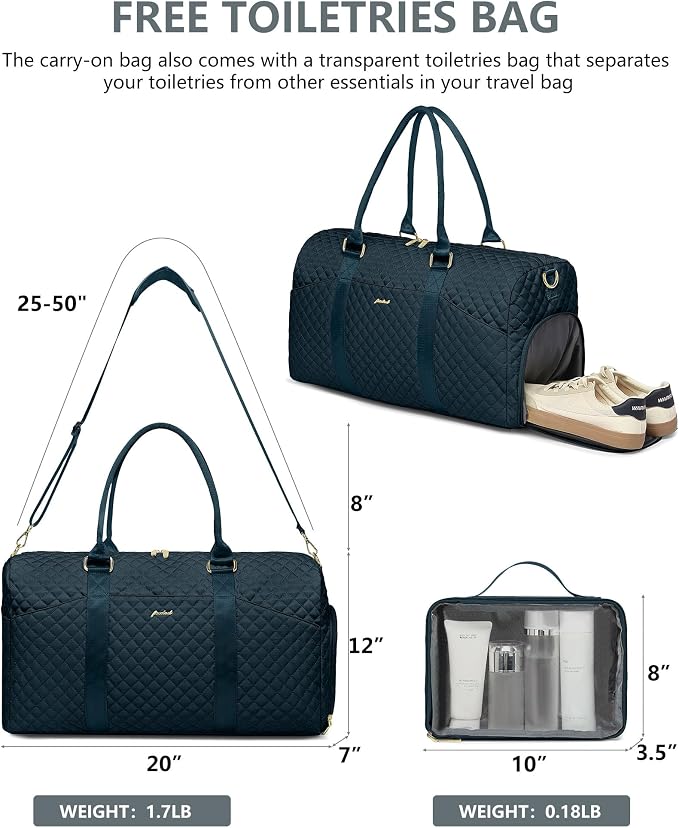 Women Weekender Travel Duffle Bag: Travel Duffel Overnight Bags with Shoe Compartment Large Carry on Tote with Toiletry Bag Weekend Traveling Yoga Gym Hospital Bag for Women with Wet Pocket - Image 2