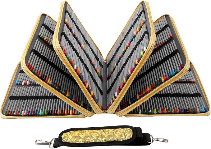 Large Capacity Colored Pencil Case - 500 Slots PU leather with Zipper Closure Portable Organizer for Watercolor Pencils Ideal for Artists（Yellow） - Image 2