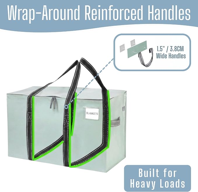 VENO 6 Pack Heavy Duty Moving Bags, Extra Large Storage Bags with Reinforced Handles & Strong Zippers, Foldable & Reusable Moving Box Alternative for Clothes & Dorm Storage - Image 2