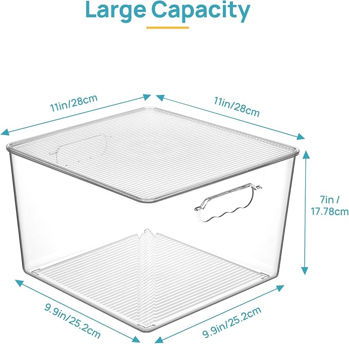 Vtopmart 8 Pack Extra Large Clear Stackable Storage Bins with Lids for Cube | 11in Cube Storage Bins with Handle for Onions and Potatoes, Plastic Containers for Pantry, Freezer, Kitchen, Closet, Bathroom - Image 2
