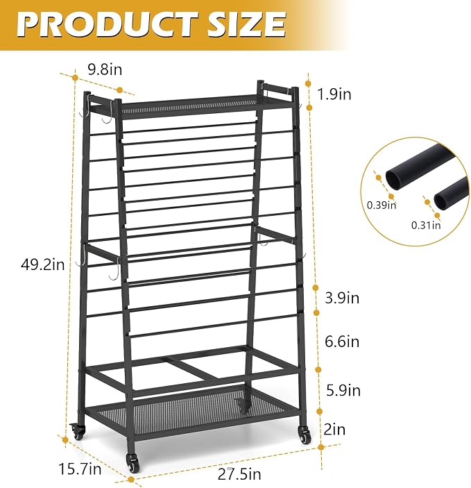 lukar Ribbon Holder, Rolling Ribbon Storage Organizer Rack for Craft Room | 16 Tier Metal Ribbon Holder Organizer Rack, Christmas Ribbon Storage Rack for Home Flower Shops - Image 3