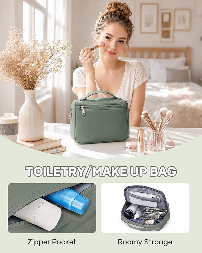 Travel Duffel Weekender Bag Women Tote Carry On Bags With Shoe Compartment | Travel Overnight Bags with Trolley Sleeve for Airplanes Waterproof Lightweight Sport Tote Gym with Toiletry Bag Green. - Image 4