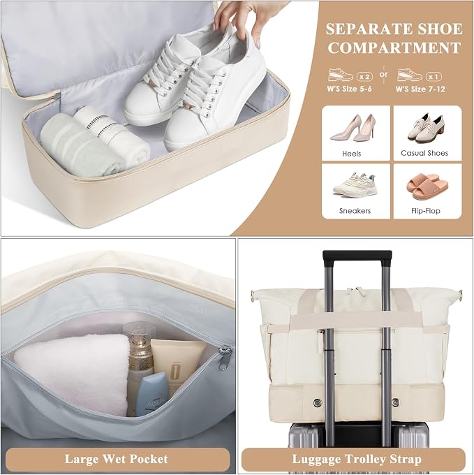 Gym Bag for Women, Personal Item Travel Bag with Shoes Compartment for Trip | Weekender Overnight Duffel Bag with Wet Pocket, Hospital Bag for Women Labor Delivery, Carry On Bag for Travel, Gym, Weekend - Image 5