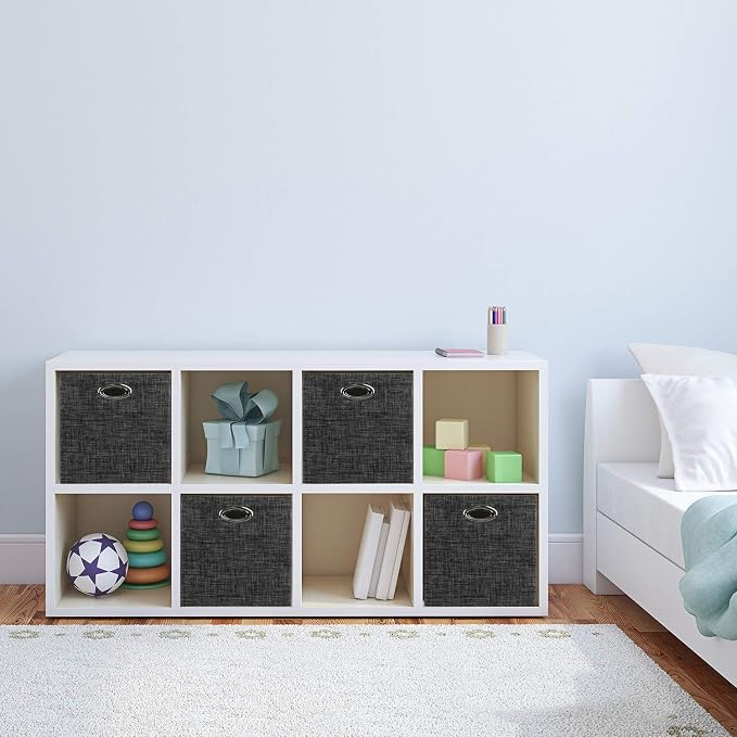 Posprica Storage Cubes,12×12 Storage Bins,Foldable Storage Baskets Fabric Drawers Containers for Shelf Cabinet Bookcase,Thick and Heavy Duty (4pcs, black) - Image 5