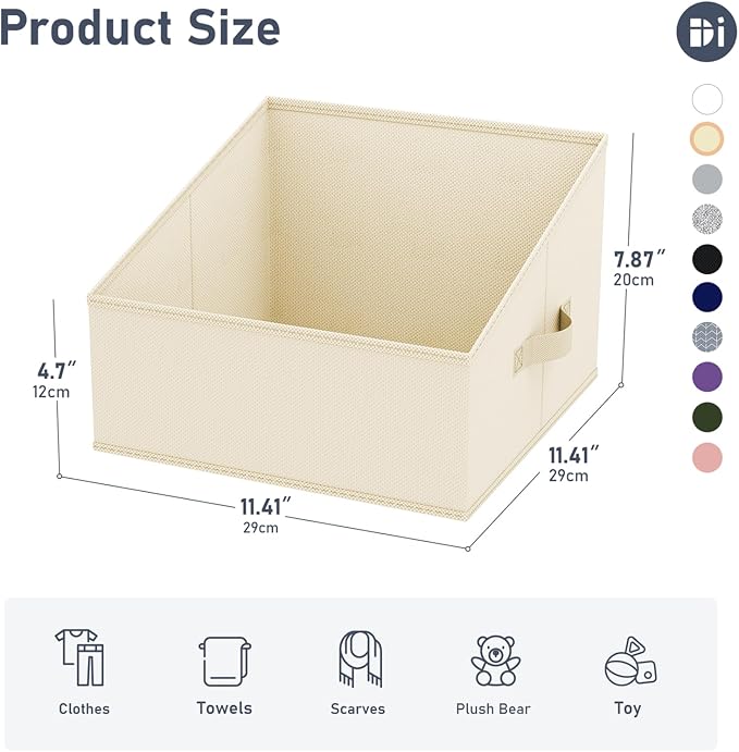 DIMJ Closet Storage Bins - Fabric Storage Baskets for Shelves, Collapsible Clothes Organizer with Handles for Purse, Toys, Books, Towel, Clothes, 6 Pack, Beige - Image 2