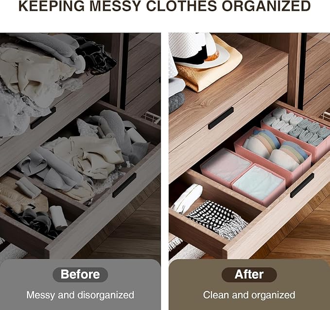 DIMJ Drawer Organizer for Clothing, 18 Pack Fabric Drawer Organizer Bins, Foldable Sock Organizer for Drawer, Dresser Organizer for Clothes, Socks, Bra, Tie - Image 4