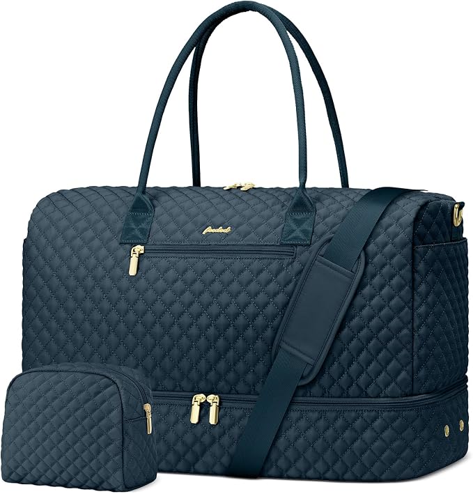 Travel Weekender Bags for Women - Duffle Bag Women with Shoe Compartment Carry On Overnight Bag with Toiletry Bag Duffel Bags with Wet Pocket for Gym Hospital Bags for Labor and Delivery Peacock Blue by FOCDOD