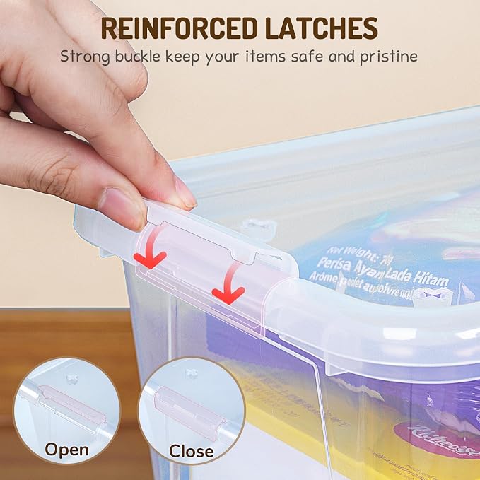 GAMENOTE 6 Quart Stackable Plastic Storage Bins with Lids, 6 Pack, Clear | Stackable 6-quart bins with lids organize classroom supplies, crafts, toys and building blocks for Classroom & Kids Toy - Image 4