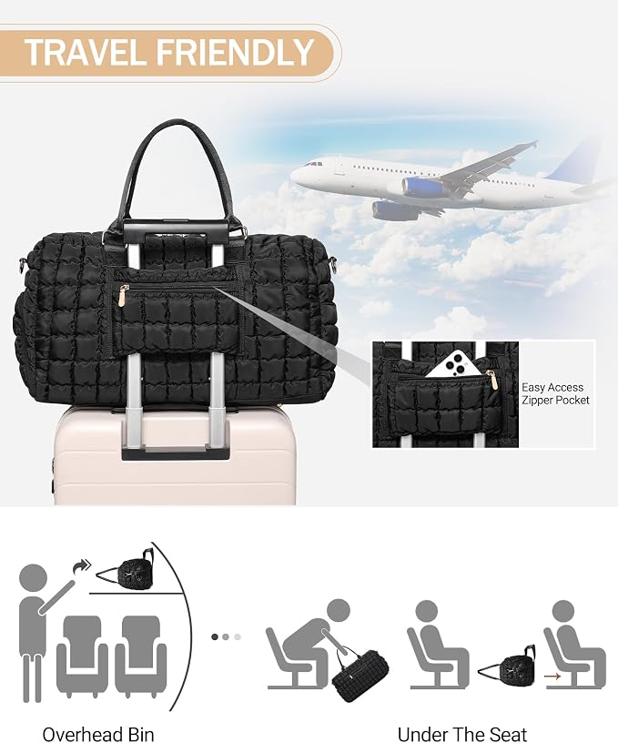Duffle Bag for Travel, Weekender Bag with Shoe Compartment, Carry On Overnight Bag for Women with Toiletry Bag, Gym Bag with Wet Pocket, Hospital Bags for Labor and Delivery Beige - Image 6