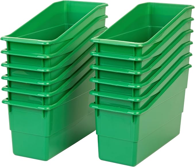 Really Good Stuff Durable Book & Binder Holders, 12-Pack, Green | 5.5" x 12.5" x 7.5", Classroom Organization, Storage Solution, Sturdy & Versatile - Image 5