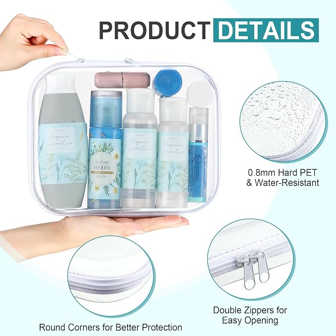 12 Pcs Clear Hard Zipper Case Back to School,9.84 x 7.87 x 2” | Plastic Zipper Pouch with 5 Sheets Alphabet Stickers Toy Storage Organizer Makeup Case for Travel Building Blocks Puzzles - Image 3