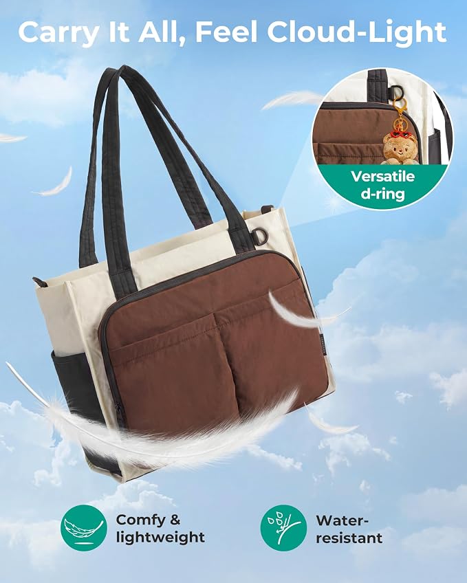 BAGSMART Tote Bag for Women, Puffy Laptop Work College Shoulder Handbag | 30oz or 40oz Tumbler Holder with Crossbody Strap, 13 inch or 15.6 inch Laptop Sleeve, Water Resistant Puffer Teacher Tote Bag - Image 7