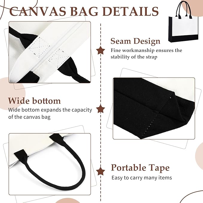 Sanwuta 20 Pcs Bulk Canvas Tote Bags Blank Reusable,Urban Minimalist Duo | 10 Large Totes Plus 10 Cosmetic Pouches, Blank for Custom Printing, Sturdy Handles, Perfect for Grocery or Gift Sets - Image 4