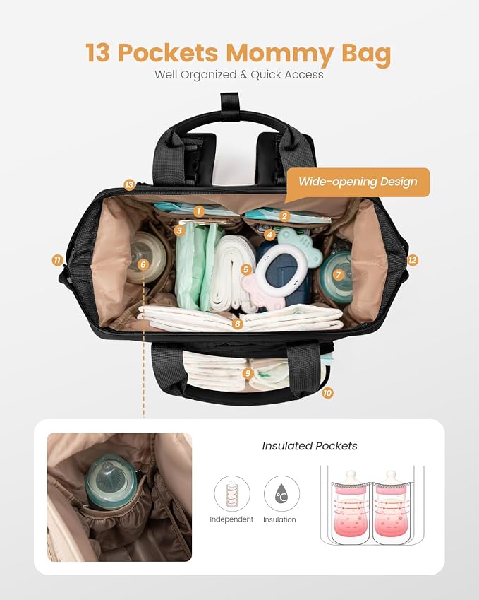 LOVEVOOK Small Diaper Bag Backpack, Mini Baby Bag for Girl Boy with Changing Pad, Diaper Backpack for Mom Dad with Stroller Buckles - Image 3