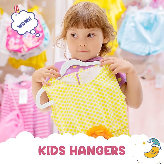 HOUSE DAY Velvet Kids Hangers 120 Pack, Premium Children Hangers for Closet | White Ultra Thin Cute Kids Clothes Hanger, Small Non Slip Felt Hanger 14 Inch for Toddler Clothes +360° Swivel Rose Gold Hook - Image 2
