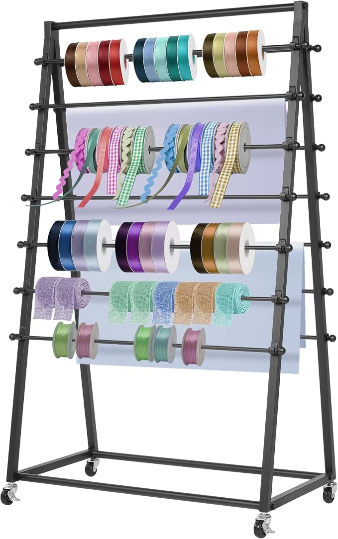ikare Ribbon Organizer,Double-Sided Ribbon Holder for Craft Room | Ribbon Holder,15 Tier Ribbon Holder Organizer Rack, Gift Wrapping Craft Ribbon Storage Shelf Cake Shop Flower Store - Image 9