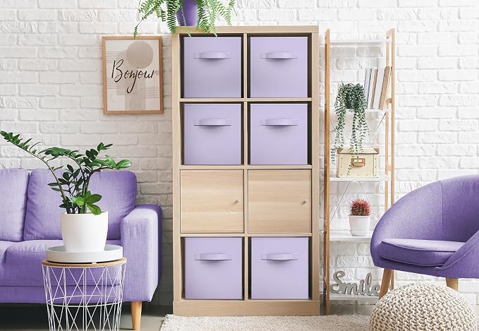 Sorbus Fabric Storage Cubes - 6 Foldable Storage Bins for Organizing Pantry, Cubbies, Toy Box - Clothes Storage & Closet Organizer - 13 Inch Collapsible Cube Baskets for Shelves with Handle - Image 4