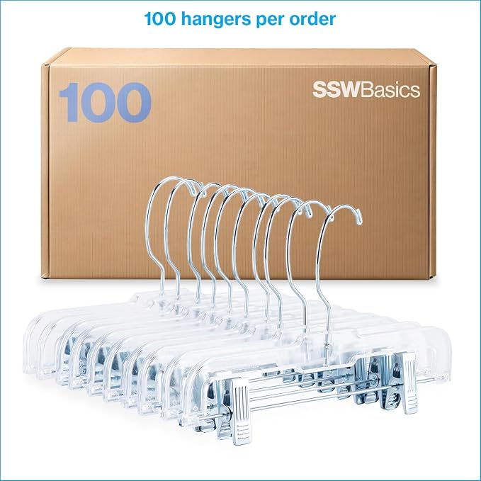 11 Inch Clear Plastic Kids Hangers with Clips - Case of 100 - Durable Kids Skirt - Image 6