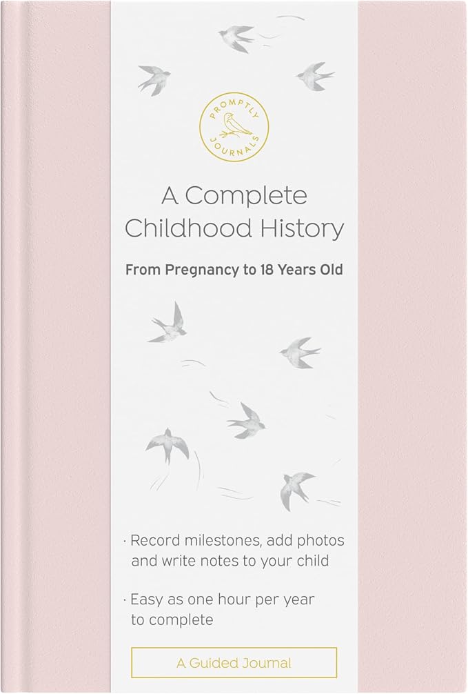 A Complete Childhood History: From Pregnancy to 18 Years Old (Powdered Lilac, Purple, Leatherette) | Baby Book and Pregnancy Journal | Baby Memory Book by PromptlyJournals