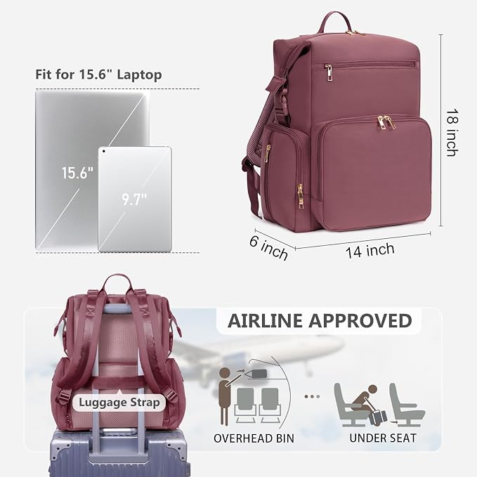 CEI-CEI Neoprene Diaper Bag Backpack with Changing Pad, Large Newborn Baby Maternity Bags Travel Tote with Insulated Pockets (Pink) - Image 5