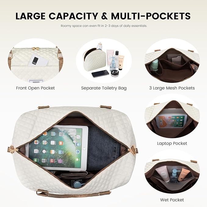 LOVEVOOK Travel Duffle Bag,Weekender Bags for Women with Shoe Compartment，Carry on Overnight Bag with Toiletry Bag,Gym Duffel Bag with Wet Pocket, Hospital Bags for Labor and Delivery - Image 4