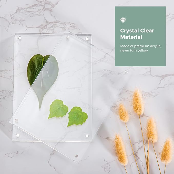Syntrific 5x7 Acrylic Photo Frame 5Pack Premium Acrylic Photo Frame Magnetic Picture Frames Clear | Clear Lucite Frames, Stand on Desk, Horizontal and Vertical, Frameless, Floating Effect Photo Display - Image 6