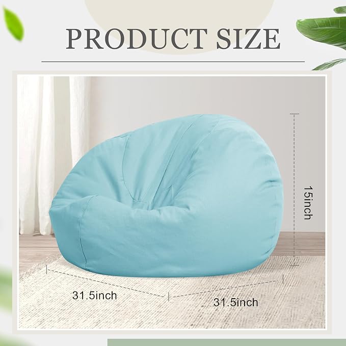 Sliner 2 Pcs Stuffed Storage Bean Bag Chair Cover for Kids Adults (No Filler) Stuffable Zipper Beanbag Cover for Organizing Plush Toys or Foam(31.5 * 31.5 * 15inch,Cotton,Green and Purple) - Image 2