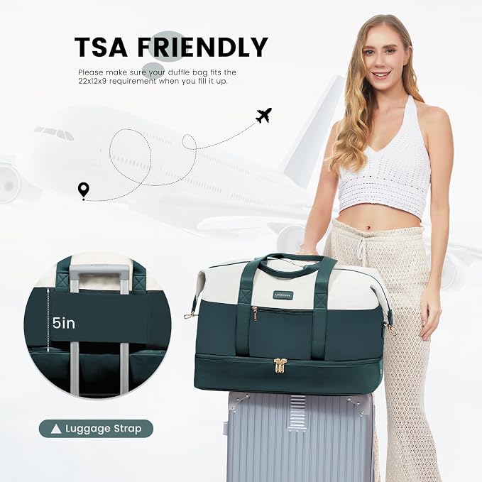 LOVEVOOK Weekender Bag for Women, Large Duffle Bag for Travel with 2 Packing Cubes, Carry on Overnight Bag with Shoe Compartment, Mom Hospital Bags for Labor and Delivery - Image 6