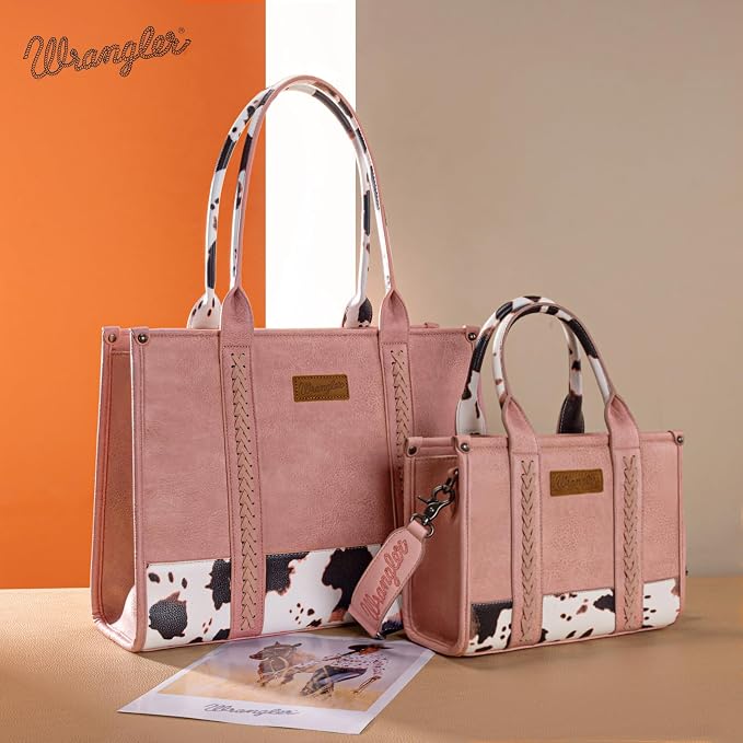 Montana West × Wrangler Tote Bag for Women Western Cow Print Purse Designer Top Handle Handbags - Image 4