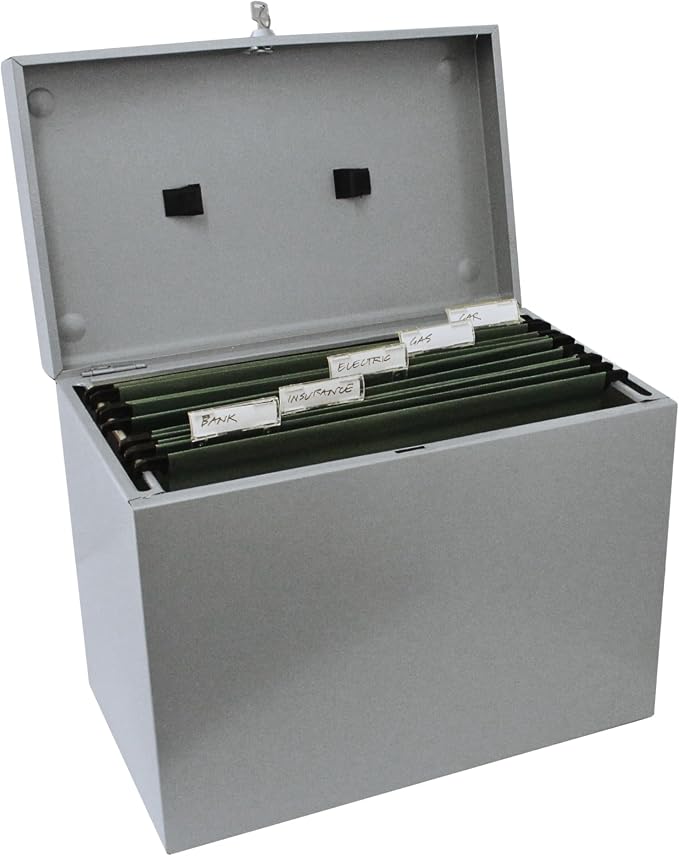 Cathedral Products A4 Steel File Box with Starter Pack of 5 Suspension Files - Grey - Image 2