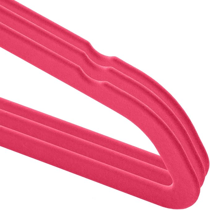 Casafield 50 Velvet Baby Hangers - 11" Size for Infant & Toddler Clothes - Pink - Image 3