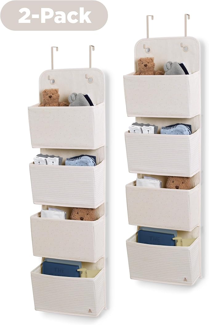 Delta Children - babyGap 2-Pack Over the Door Storage Organizer with 4 Pockets, Tan - Image 5