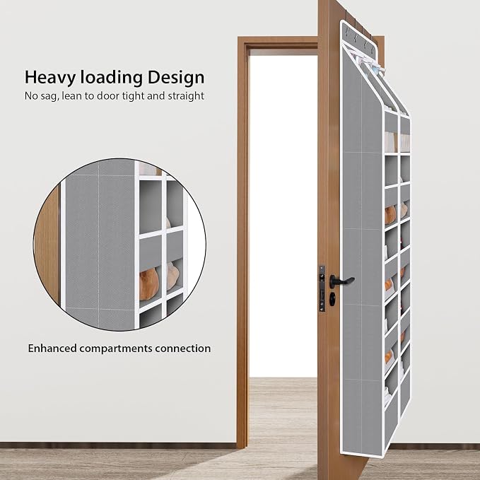 Univivi Upgraded Over the Door Organizer for Baby Nursery, Grey, 6-Shelf | Fabric Door Organizer with Clear Window Deep Pockets, Over Door Hanging Organizer for Baby Essential, Bedroom, and Dorm - Image 2