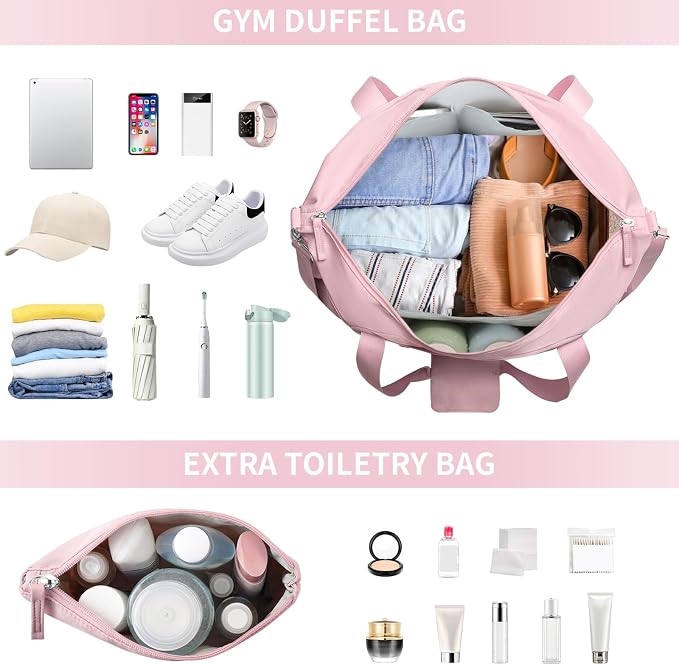 Gym Bag for Women, 45L Carry On Travel Duffel Bag with Shoes Compartment | Weekender Overnight Duffel Bag with Wet Pocket, Hospital Bag for Women Labor Delivery, Carry On Bag for Travel, Gym, Weekend - Image 4