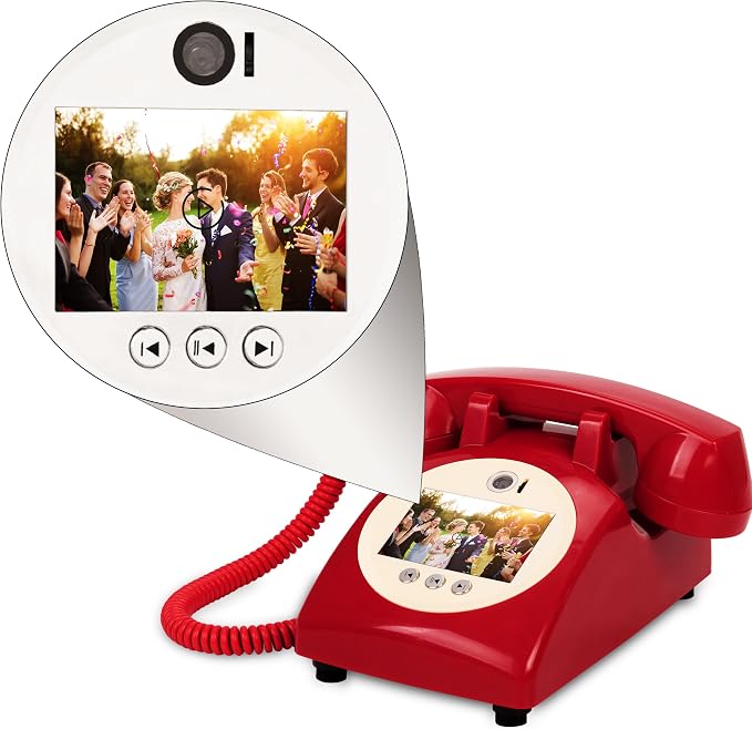 Video Audio Guest Book,1080P HD Video Phone Guestbook, Record Preserve Your Special Occasions, Ideal for Wedding Bridal Shower, Birthday, Graduations, Baby Shower(Red) by FiayaComVintageTelephone