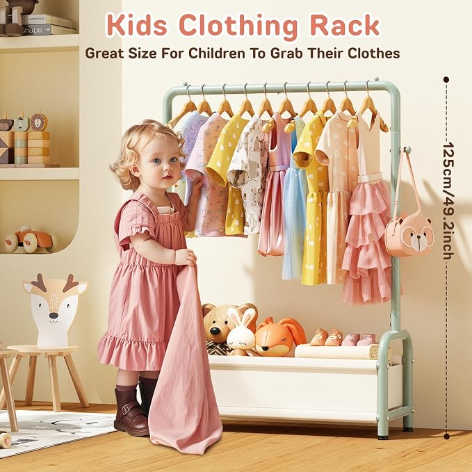 Kids Clothing Rack with Storage Shelf, Kids Dress Up Storage - Image 2