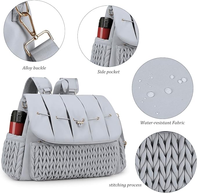 Lmbabter Diaper Bag Backpack Messenger Bag Travel Backpack Maternity Bags Stylish Baby Bag with Changing Pad for Mom (Grey B) - Image 2