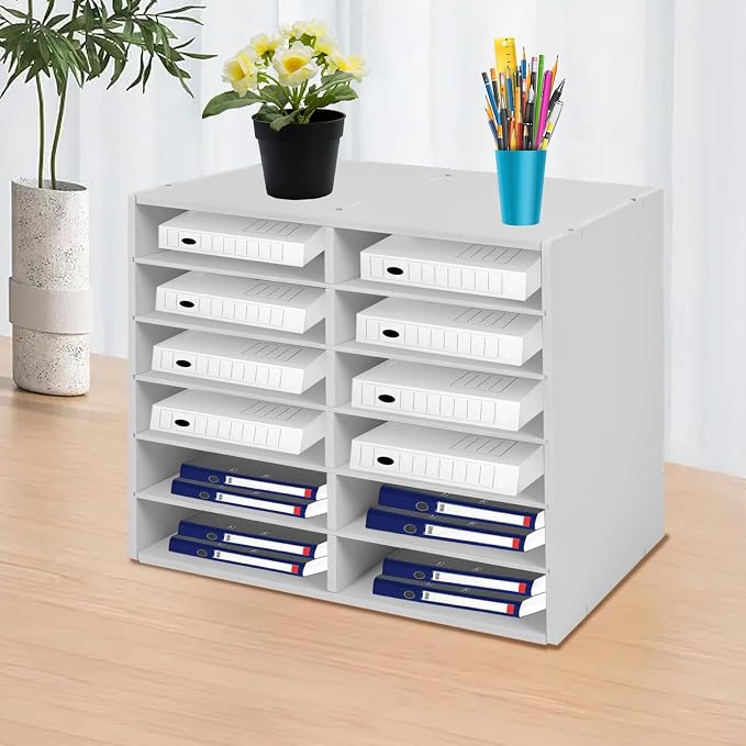 Mail Sorter Desktop, White Student Mailbox for Classroom, 12 Compartments Literature Organizer, Sheet Sorter, Paper Organizer for Home School Office (12 Slots White) - Image 4