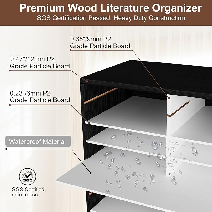 EasyPAG Wooden Literature Organizer with Adjustable Shelves, 48 Compartments Office Paper Organizer Storage 24000 Sheets Letter Size Paper, Student Mailbox for Classroom, Black/White - Image 3