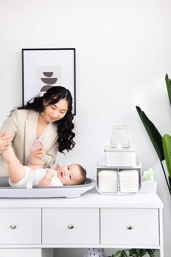 Ubbi Tabletop Diaper Caddy, Diaper Storage, Caddy Organizer, White | Non-Skid Rubber Feet, Baby Diaper Caddy Organizer for Wipes & Baby Accessories, Newborn Nursery Essential - Image 2
