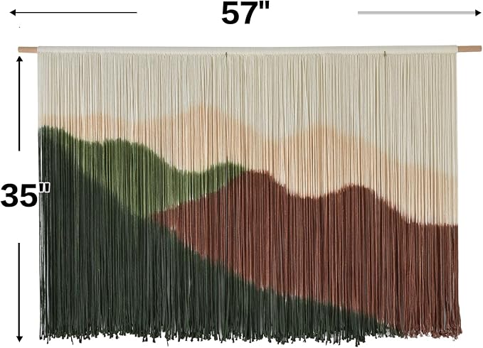 Macrame Wall Hanging Mountain Landscape Boho Wall Art Large Decor 57"W*35"L | Home Office Decor, Entryway Wall Art, Hallway Accent, Nursery Decoration, College Dorm Style, Housewarming Gift - Image 5
