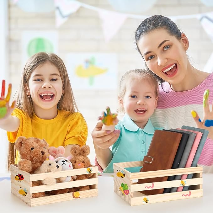 Gerrii 24 Pcs 8'' Small Wooden Crates for Crafts Unfinished Crates Centerpiece Mini Rustic Wood Basket Box for Display Storage Milk Wine Closet Home Bathroom Kitchen Office Decor - Image 4