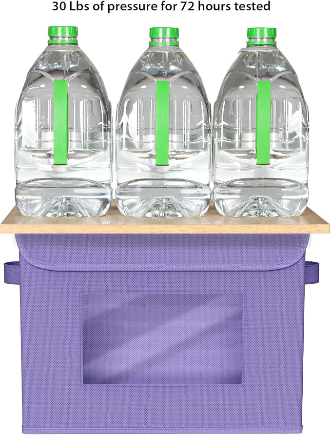 Univivi Fabric Foldable Storage Bins with Lids, 4 Pack, Purple | Stackable Closet Storage Bins, Fabric Closet Organizers and Storage with Lid & Clear Window for Home, Office, Bedroom - Image 3