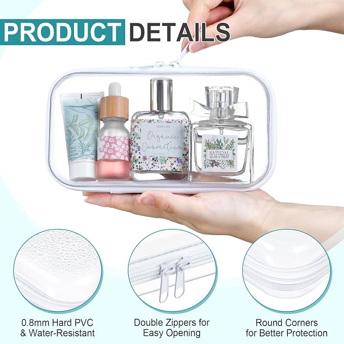 12 Pcs Clear Hard Zipper Case Back to School,7.48 x 3.94 x 2“ | Plastic Zipper Pouch with 5 Sheets Alphabet Stickers Toy Storage Organizer Makeup Case for Travel Building Blocks Puzzles - Image 3