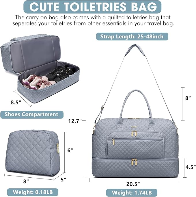 Large Women Travel Duffle Bag, Weekender Bags for Women with Shoe Compartment, Carry on Overnight Bag with Toiletry Bag, Gym Duffel Bag with Wet Pocket, Hospital Bags for Labor and Delivery - Image 2